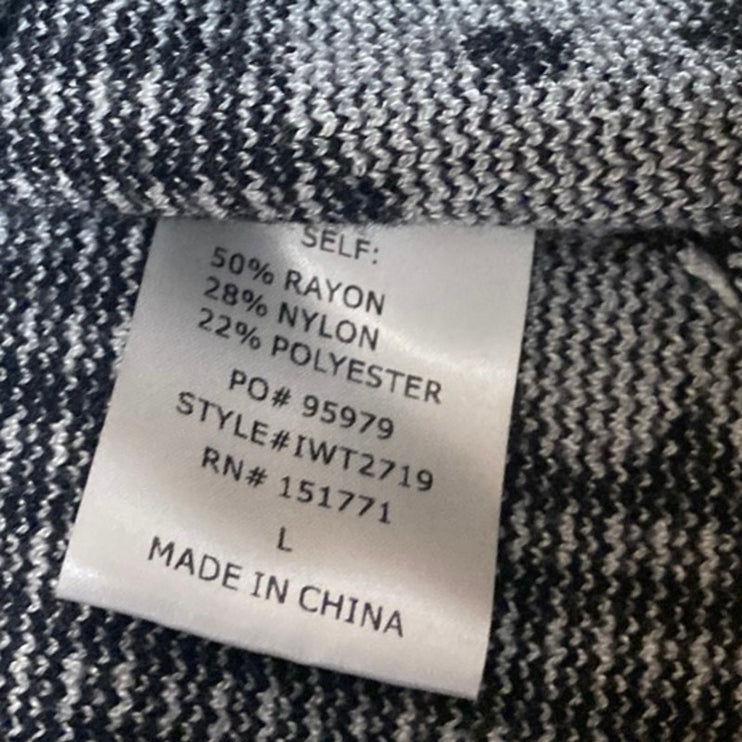 Le Lis Black Floral Knit Sleeveless Button Collar Crop Polo Vest Tank Top Size L