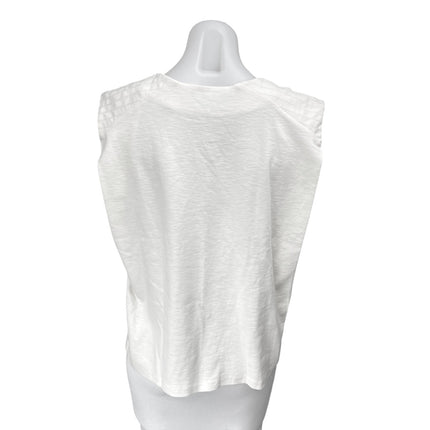 Banana Republic Women's White Sleeveless Pleated Muscle Tee Tank Top Size L