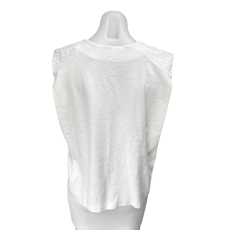 Banana Republic Women's White Sleeveless Pleated Muscle Tee Tank Top Size L