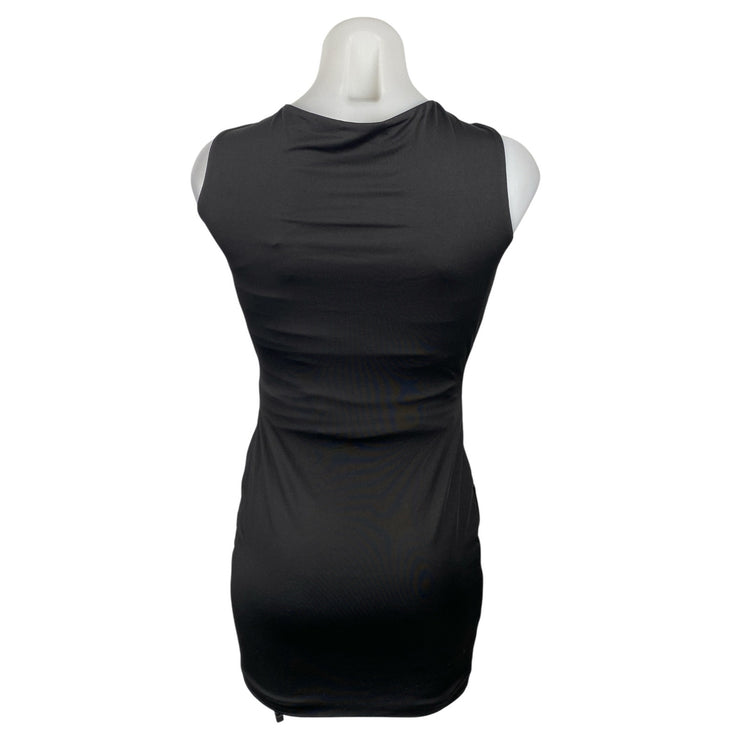 Women's Black Cutout Tie Knot Sleeveless Cowl Layered Mini Bodycon Dress Size S
