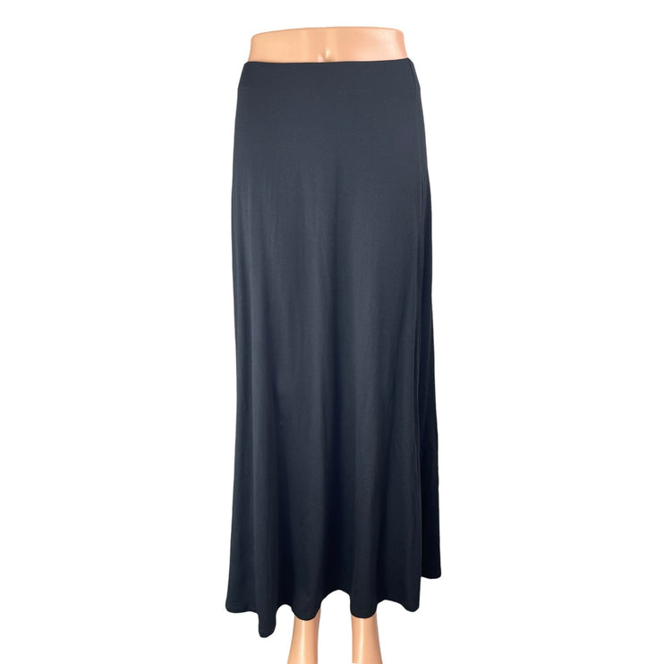 NEW Na-Kd Women's Black Elastic Waist Soft Line Flowy Maxi A-Line Skirt Size L
