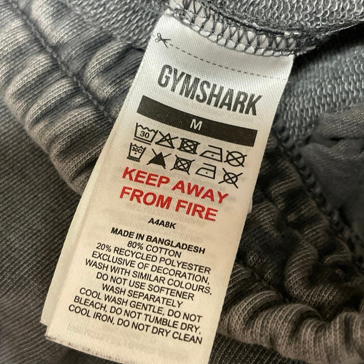 Gymshark Heritage 5" Mens Black Washed Elastic Waist Activewear Gym Shorts Sz M