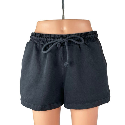 Zara Women's Black Drawstring High Rise Lounge Athletic Sweat Shorts Size L
