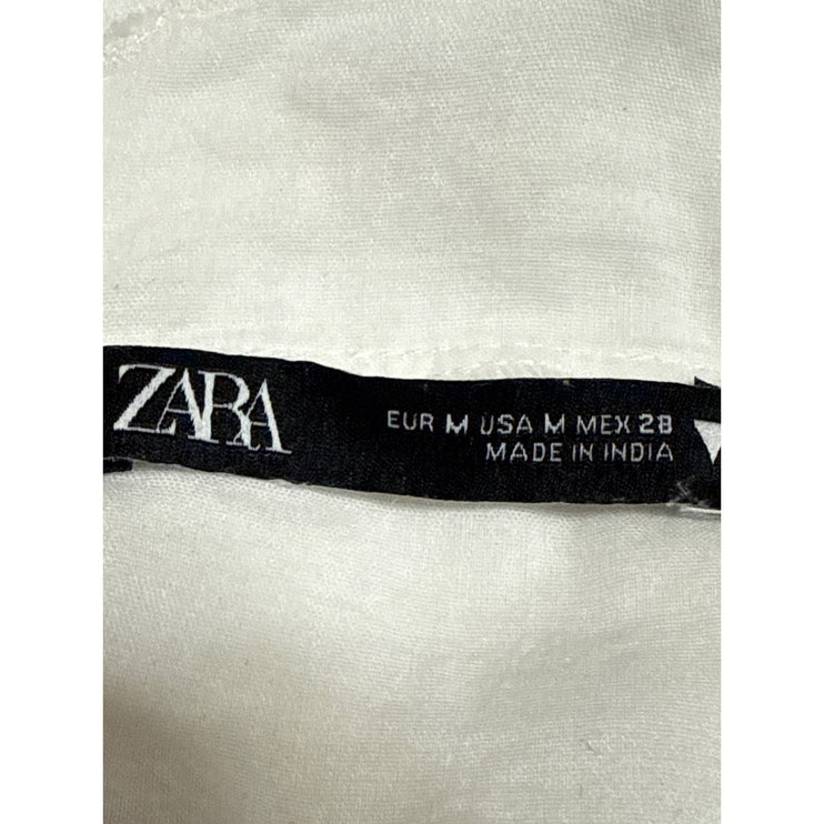 Zara White Sleeveless Floral Embroidered V Neck Cami Tank Mini Slip Dress Size M