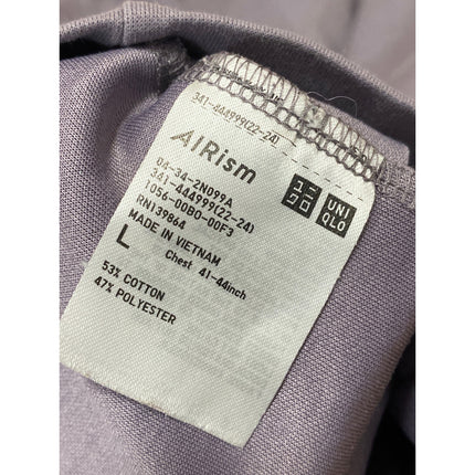 Uniqlo Airism Womens Purple Gray Short Sleeve Crew Neck Basic Tee T-Shirt Top L
