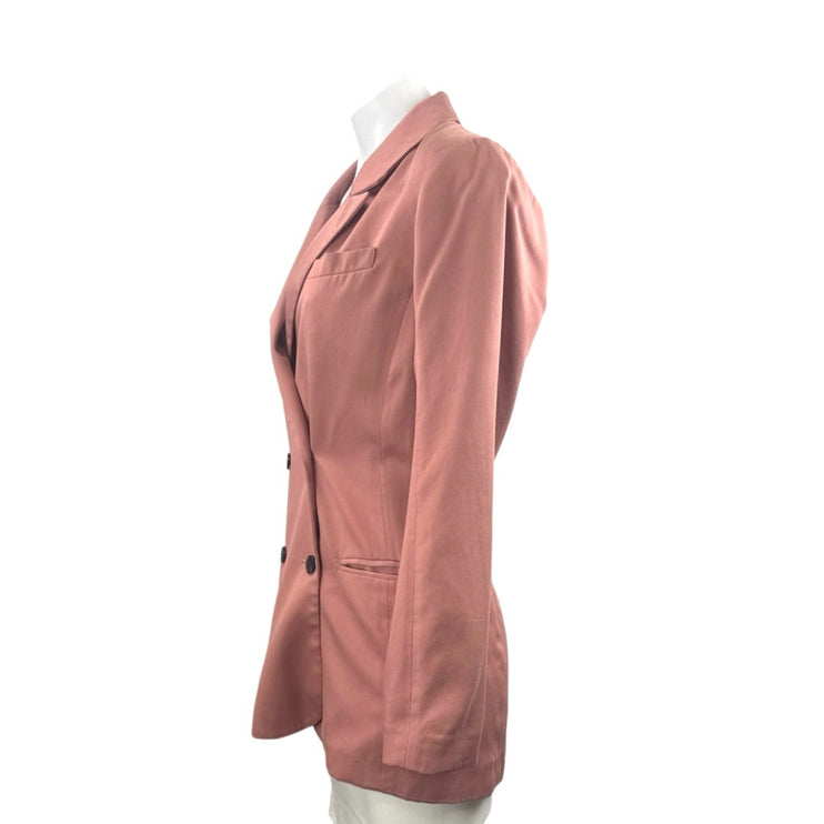 Abercrombie & Fitch Pink Double Breasted Peak Blazer Coat Suit Jacket Size XS