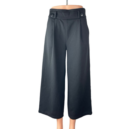 JAQUELINE de YONG Womens Black High Rise Pleated Flare Wide Leg Trousers Pants S