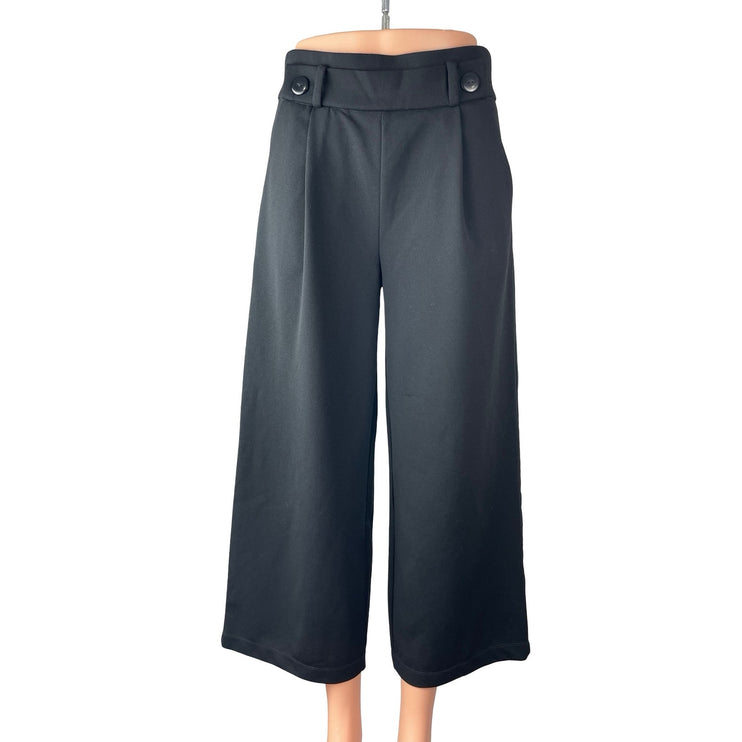 JAQUELINE de YONG Womens Black High Rise Pleated Flare Wide Leg Trousers Pants S