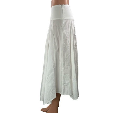 NEW Zara Women's White Pleated Mid Waist Asymmetric A Line Midi Skirt Size S