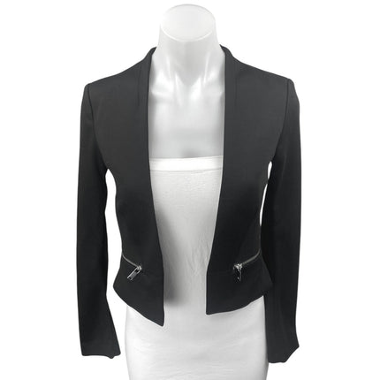 H&M Divided Black Long Sleeve Open Front Pocket Crop Tuxedo Coat Blazer Jacket 4