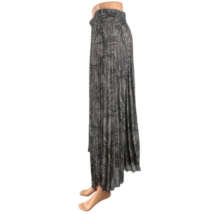 & Other Stories Abstract Plisse Pleated Asymmetric Midi Flare A-Line Skirt Sz 6
