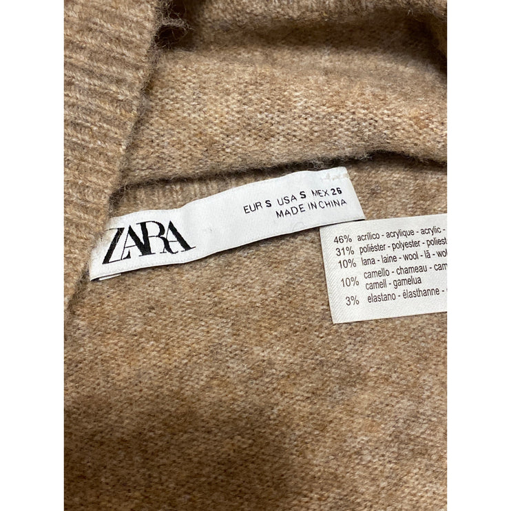 Zara Women's Brown Tan Wool Sleeveless Cami Camisole Bandeau Crop Tank Top Sz S