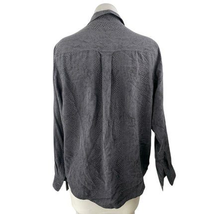 Rails 100% Silk Womens Black Snakeskin Print Long Sleeve Button Down Shirt Top M