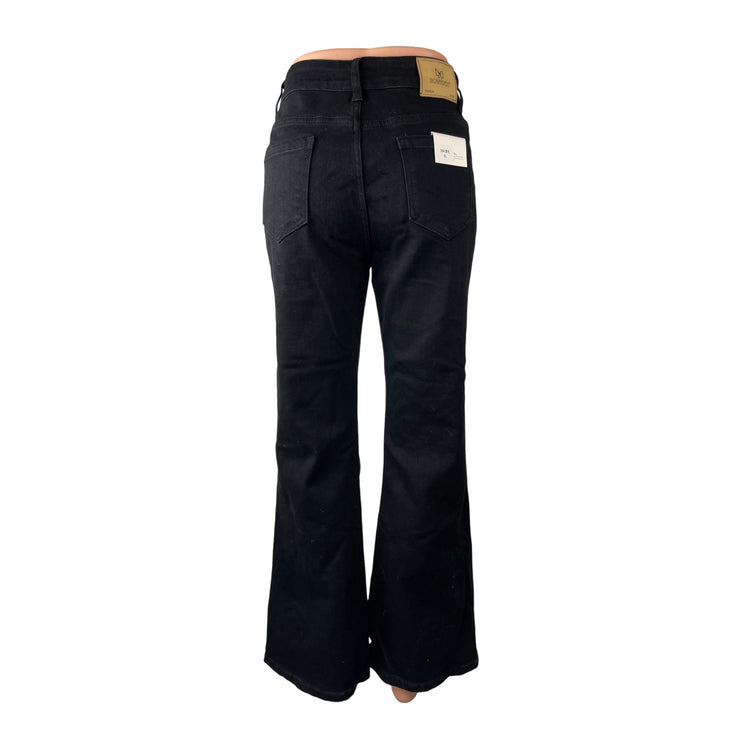 NEW Bowknot Women's Black High Rise Slit Flared Bootcut Denim Jeans Size XL