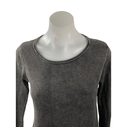M. Rena Women's Black Washed Asymmetric Long Sleeve Tunic Blouse Top Size S