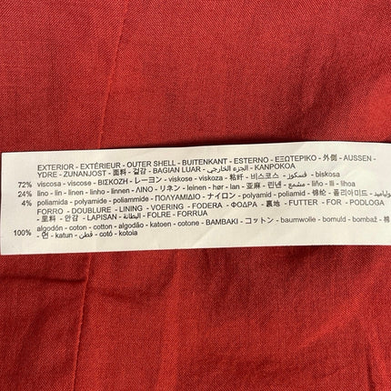 Zara Women's Red Linen Sleeveless Button Up Vest Trousers Pants 2 Piece Set XS