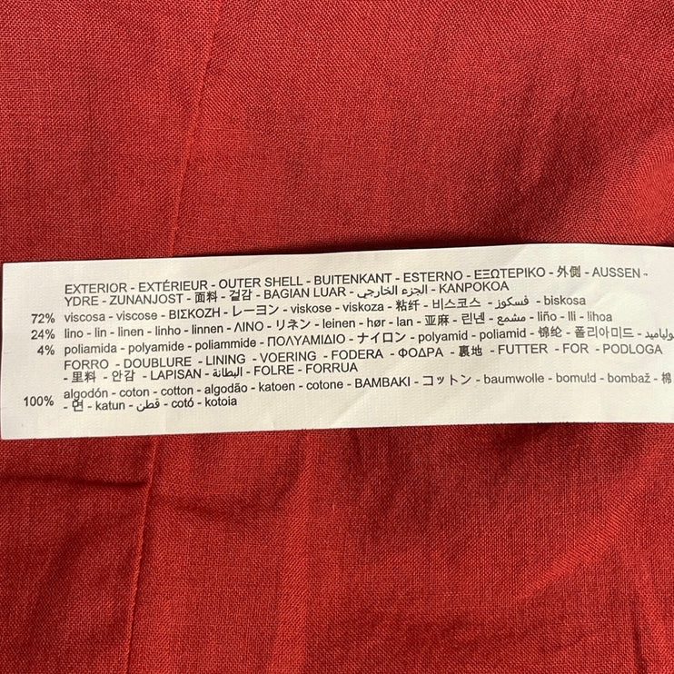 Zara Women's Red Linen Sleeveless Button Up Vest Trousers Pants 2 Piece Set XS
