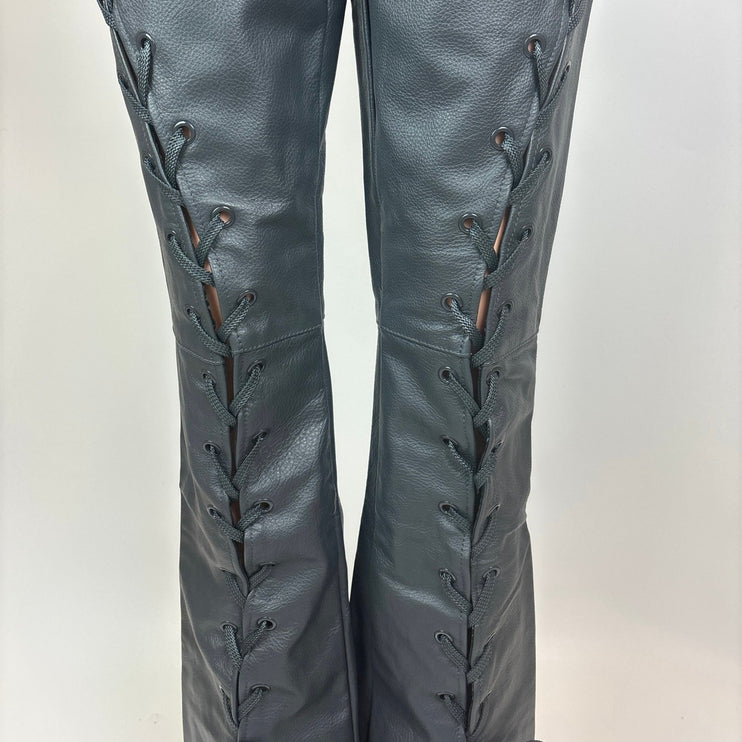 NEW $400 Nike Jordan x Travis Scott Cactus Jack Genuine Leather Moto Pants Sz 2