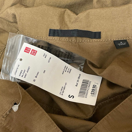 NEW Uniqlo Women's Tan Pocket Button Down Military Shirt Jacket Shacket Size S