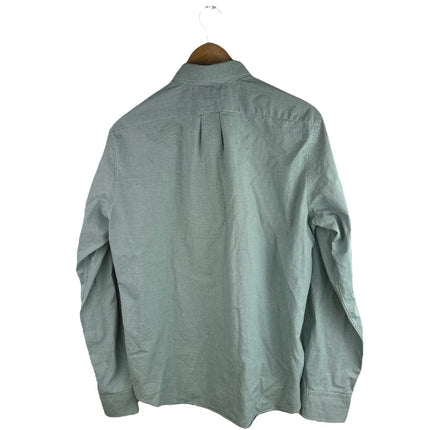 J.Crew Men's Green White Gingham Checkered Slim Fit Button Down Shirt Top Sz M