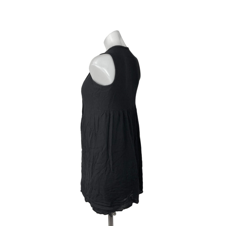 Old Navy Black Sleeveless Pleated Front Tassel Pull On Mini Babydoll Dress Sz XS