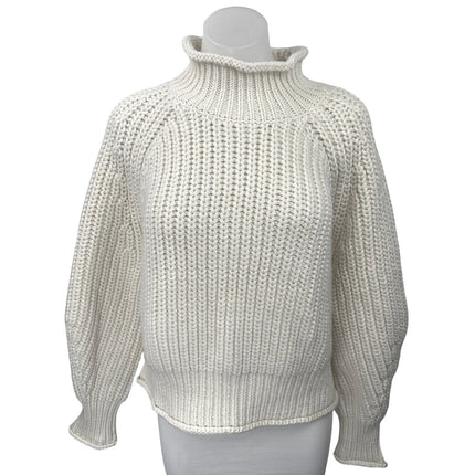 H&M White Ribbed Knit Turtleneck Long Sleeve Oversized Pullover Sweater Top XL