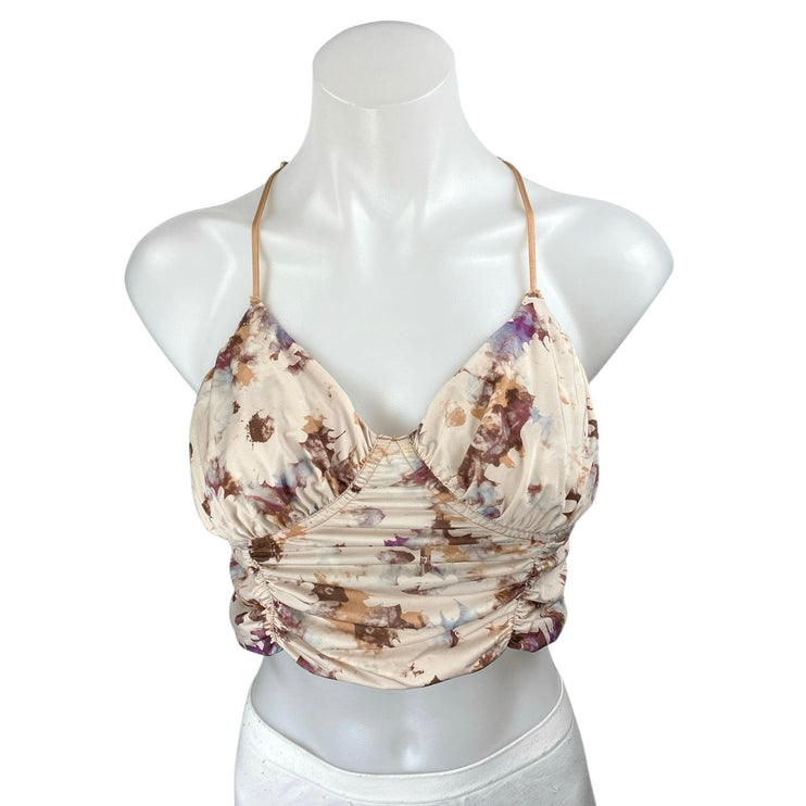 Urban Outfitters Multicolor Floral Girl Crush Ruched Camisole Tank Crop Top L