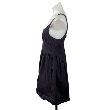Free People Astrid Oxford Black Sleeveless Square Neck Button Down Mini Dress M