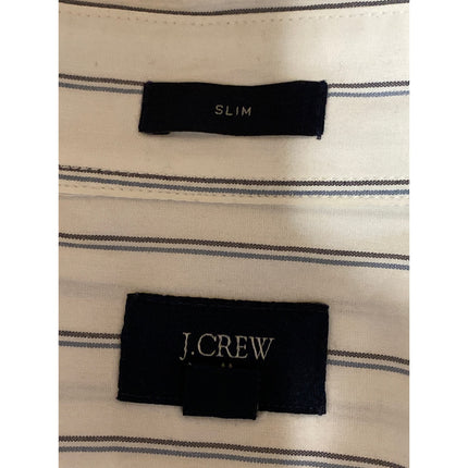 J.Crew Men's White Striped Collared Long Sleeve Slim Button Down Shirt Top Sz M