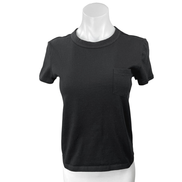 Zara Women's Black Crew Neck Short Sleeve Basic Pocket T Shirt Tee Top Size S