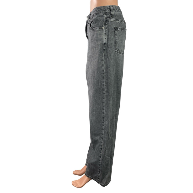 Uniqlo Women's Gray High Waist Relaxed Baggy Wide Leg Denim Jeans Pants Size 27
