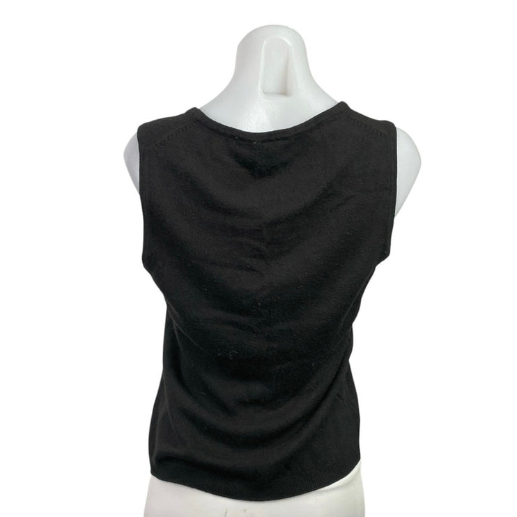Kim Rogers Cashmalon Women's Black Knit Sleeveless Camisole Cami Tank Top Size M