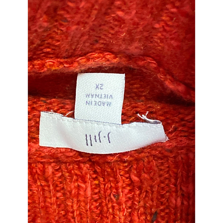 J.Jill Women's Red Turtleneck Long Sleeve Textured Knit Pullover Sweater Top 2X