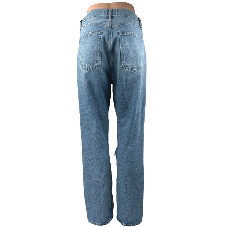 Agolde Women's Blue High Waist Distressed Straight Leg Denim Jeans Pants Size 26