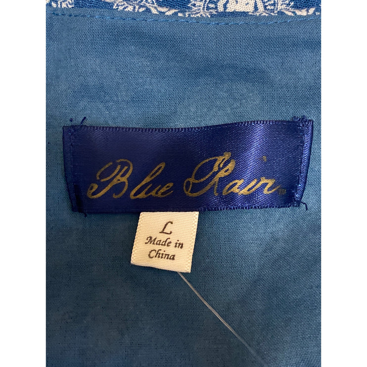 Blue Rair Blue Argyle Short Sleeve Tie Deep V Neck Faux Wrap A Line Mini Dress L