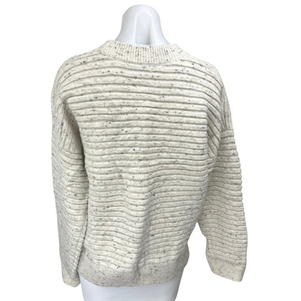 Madewell White Black Crew Neck Oversized Knit Cozy Pullover Sweater Top Size L