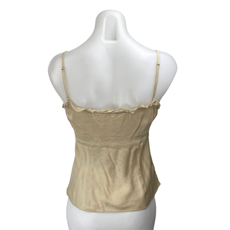 Ann Taylor Women's Gold Silky Satin Ruffle Sleeveless Cami Camisole Tank Top 4