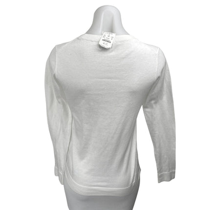 NEW J.Crew Women's White Knit Long Sleeve Crew Neck Teddie Sweater Top Size XS
