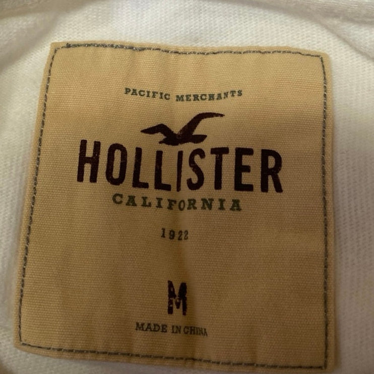Hollister Men's White Malibu California Long Sleeve Graphic Tee T Shirt Top Sz M