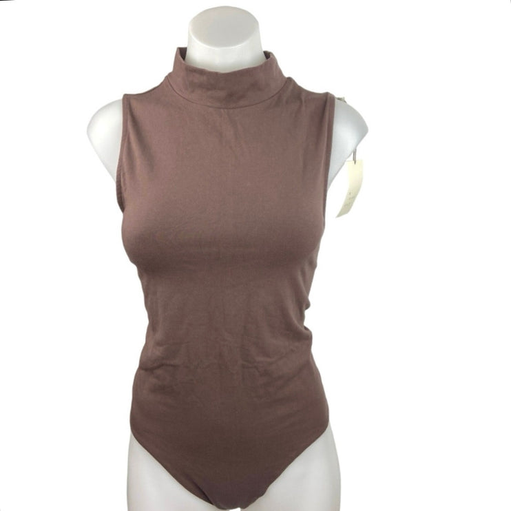 A New Day NWT Brown Sleeveless Mock Neck Fitted Stretch Casual Bodysuit  Sz XL