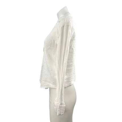 Abercrombie & Fitch White Long Sleeve Tie Knot V Neck Blouse Shirt Top Size S