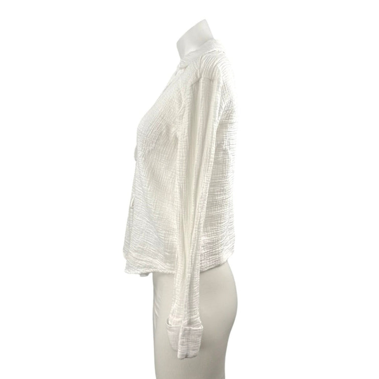 Abercrombie & Fitch White Long Sleeve Tie Knot V Neck Blouse Shirt Top Size S