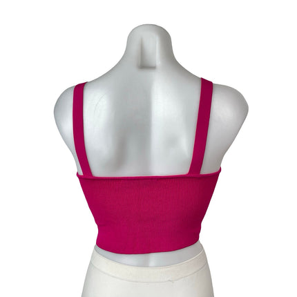 Zara Womens Pink Ribbed Sleeveless Sweetheart Neck Crop Cami Camisole Tank Top S