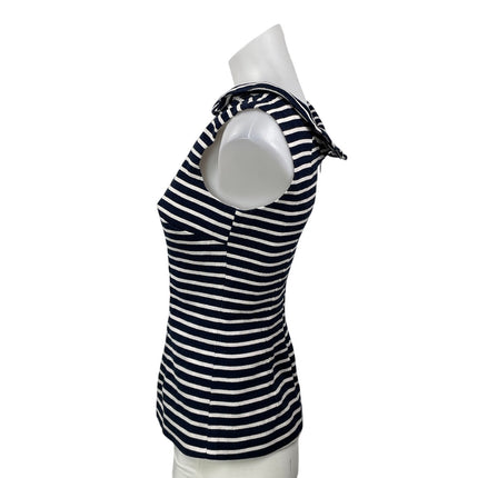 Boden Martha Women's Black White Sleeveless Striped Boat Neck Blouse Top Size 2