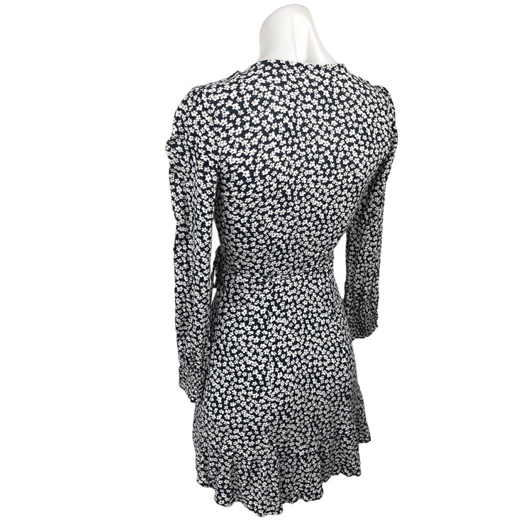 Abercrombie & Fitch Black Floral Daisy Long Sleeve A Line Mini Dress Size XXS