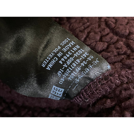 Uniqlo Mens Red Burgundy Furry Fleece Full Zip Long Sleeve Sweater Jacket Size M