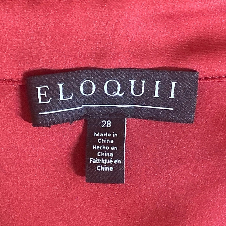 NEW Eloquii Women's Red Satin Silk Long Sleeve Deep V Neck Blouse Top Size 28