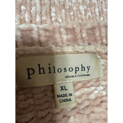 Philosophy Pink Tan Chenille Velvet Velour Long Sleeve Knit Sweater Top Size XL