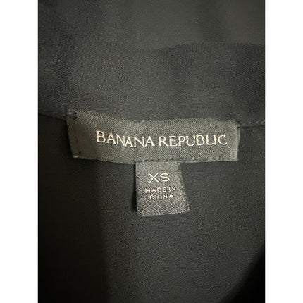 Banana Republic Black Pintuck Pleats Tie Neck Long Sleeve Shirt Blouse Top XS