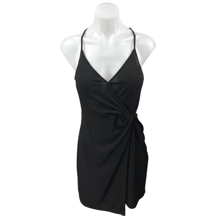 BCBGeneration Black Sleeveless V-Neck Faux Wrap Tank Sheath Mini Dress Size S